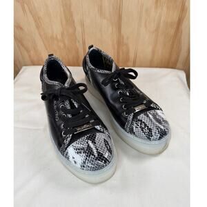 Valentino Dalia Sauvage Platform Sneakers Black Snakeskin Lace 9.5
